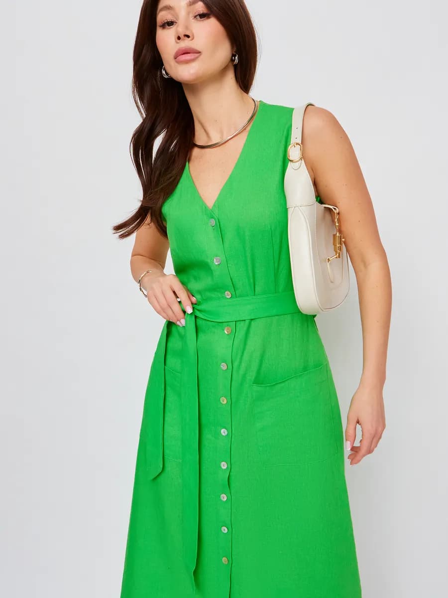 Летнее льняное платье сарафан