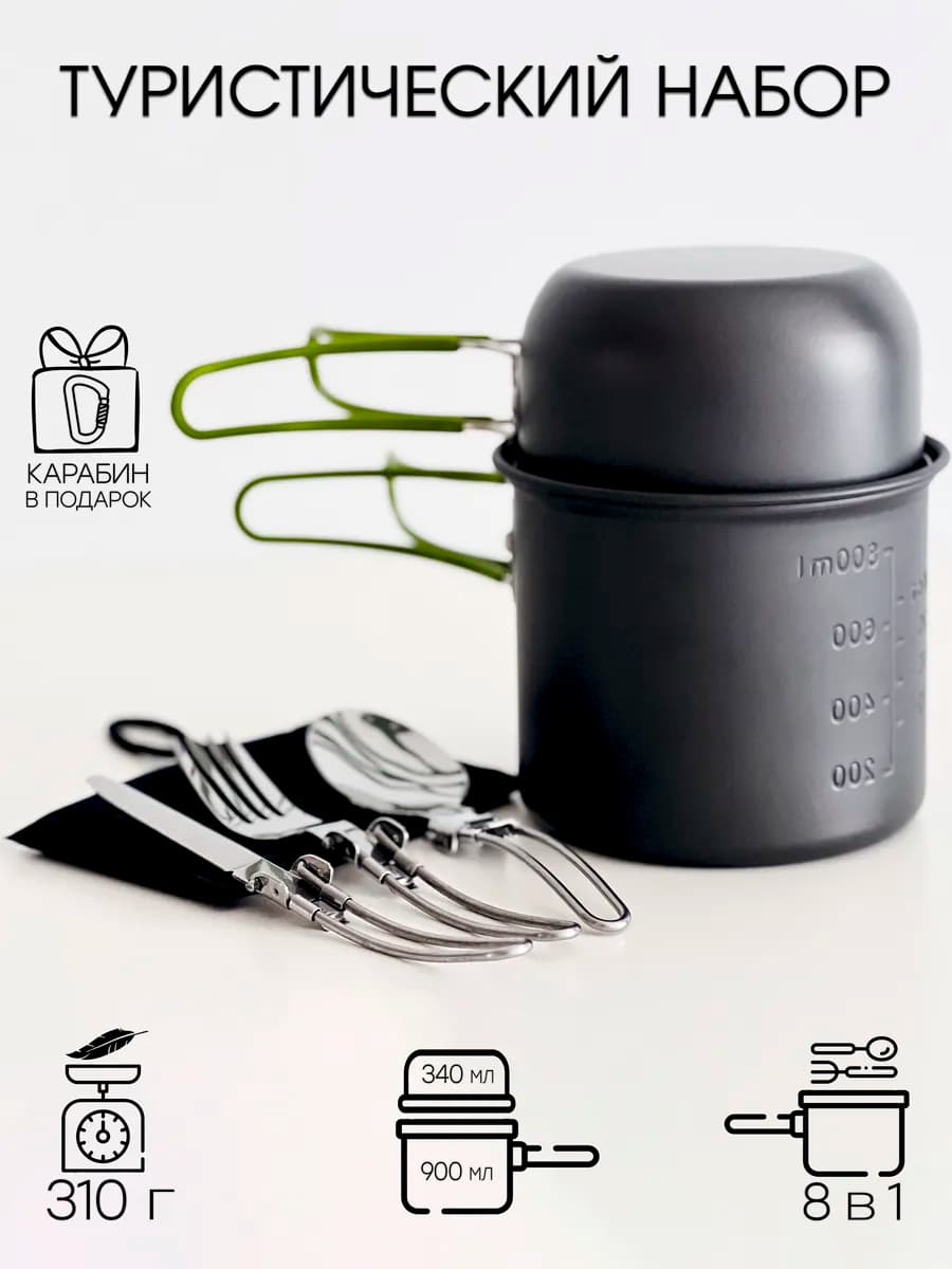 Набор посуды туристический для пикника и похода 8в1