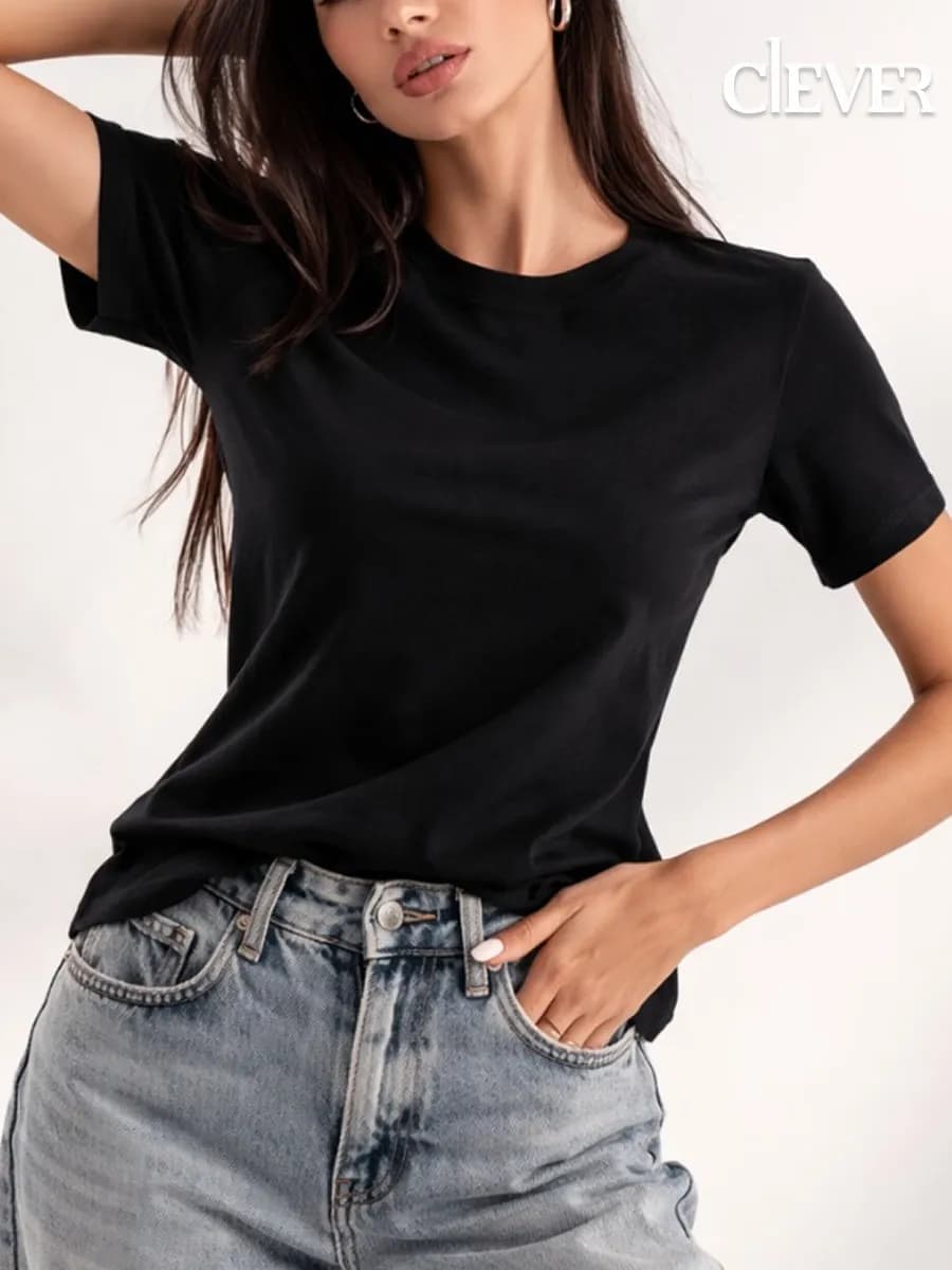 Футболка черная однотонная хлопок