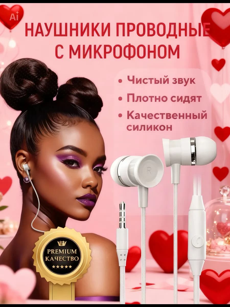 Наушники проводные с микрофоном EP28 белые