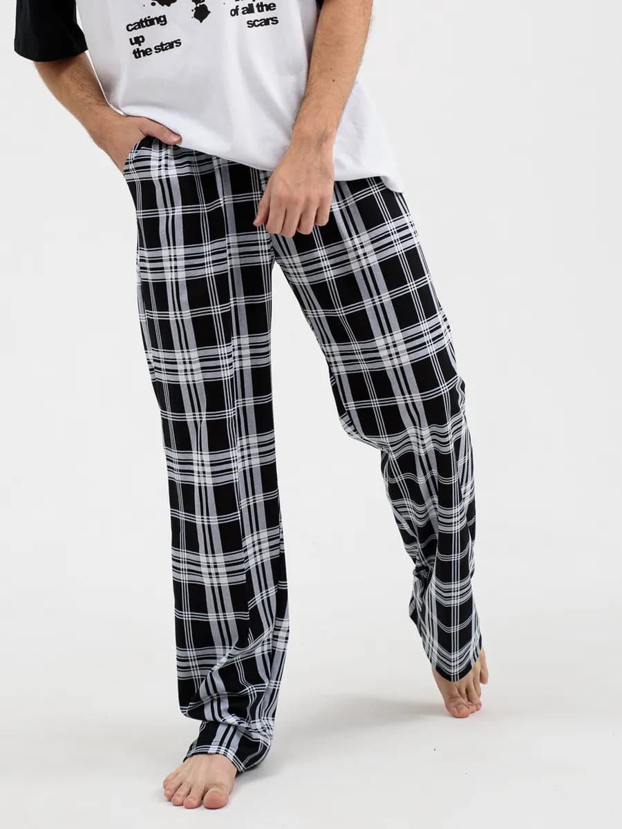 Штаны пижамные в клетку хлопок