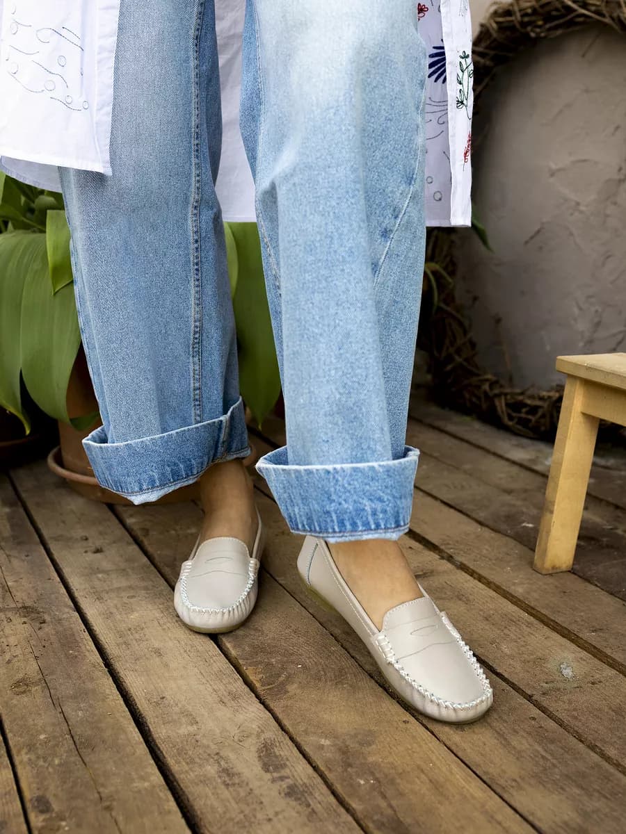 Мокасины из натуральной кожи, туфли летние