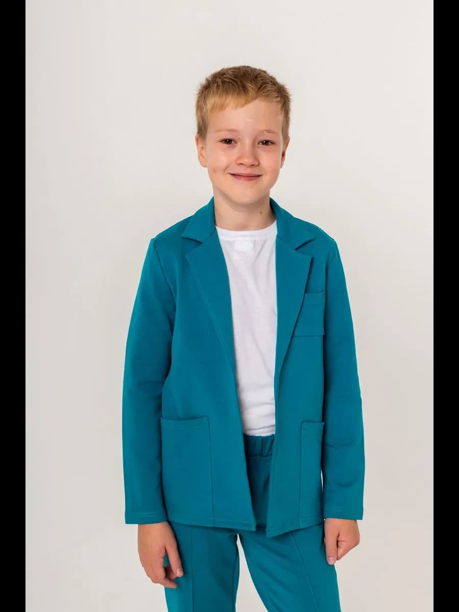 Пиджак трикотажный классический в школу на праздник