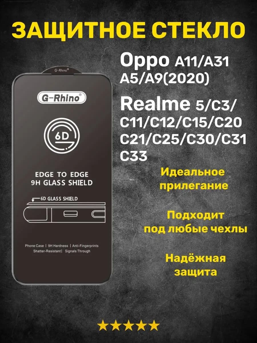 Защитное стекло на OPPO A11 A31 A5 A9 Realme 5 C3 C11 C12