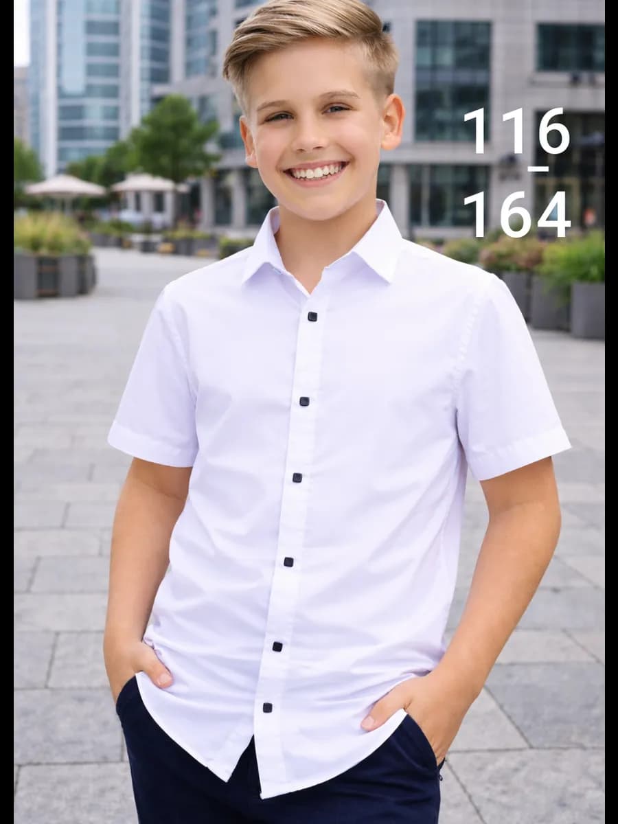 Школьная рубашка с коротким рукавом на кнопках