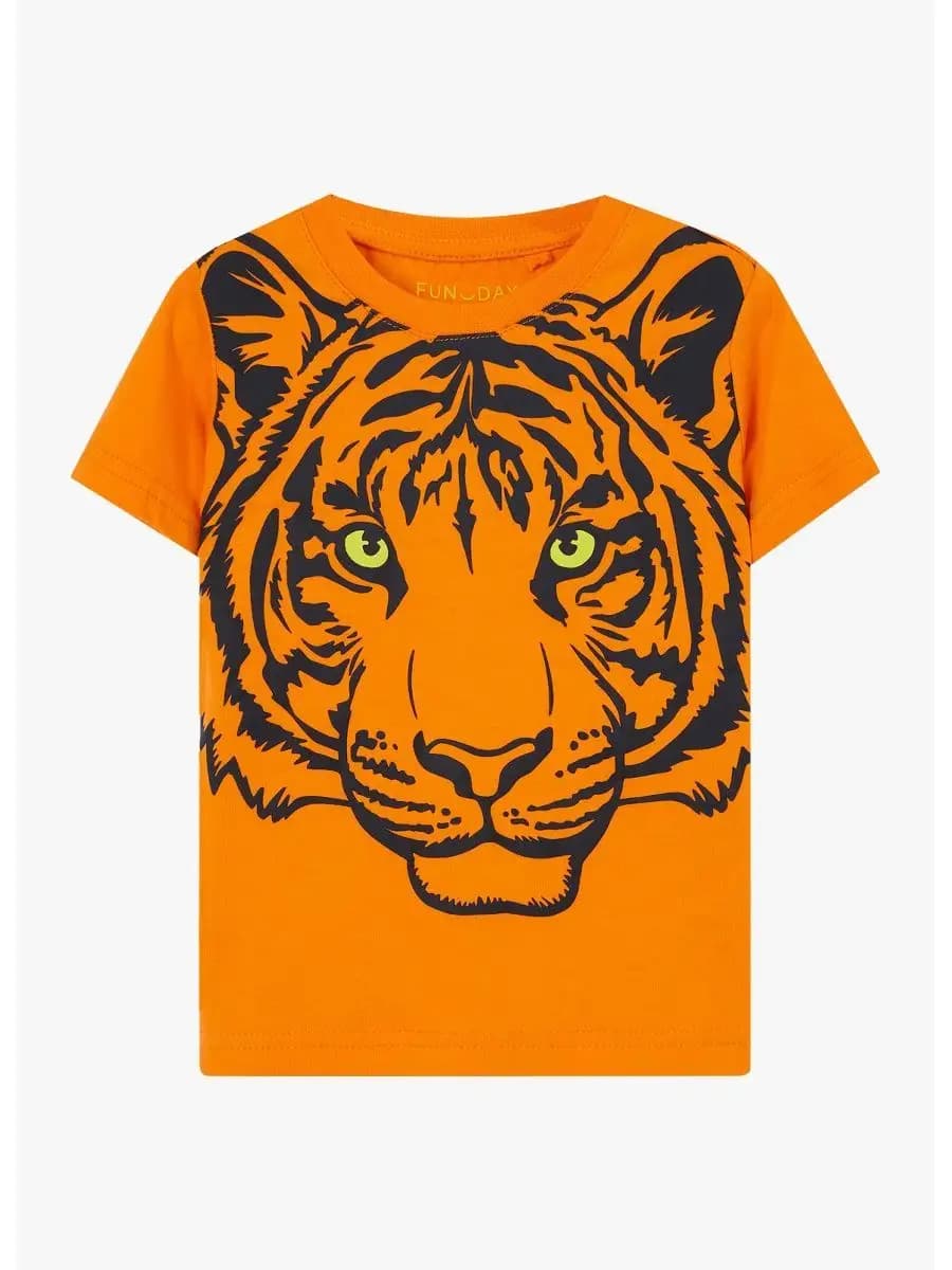 Футболка оранжевая с принтом