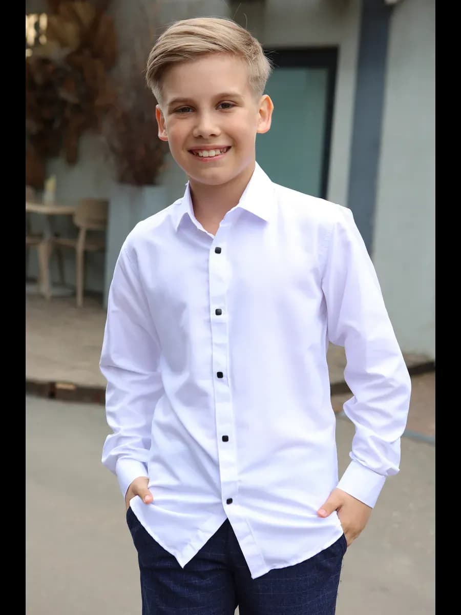 Школьная рубашка с длинным рукавом на кнопках