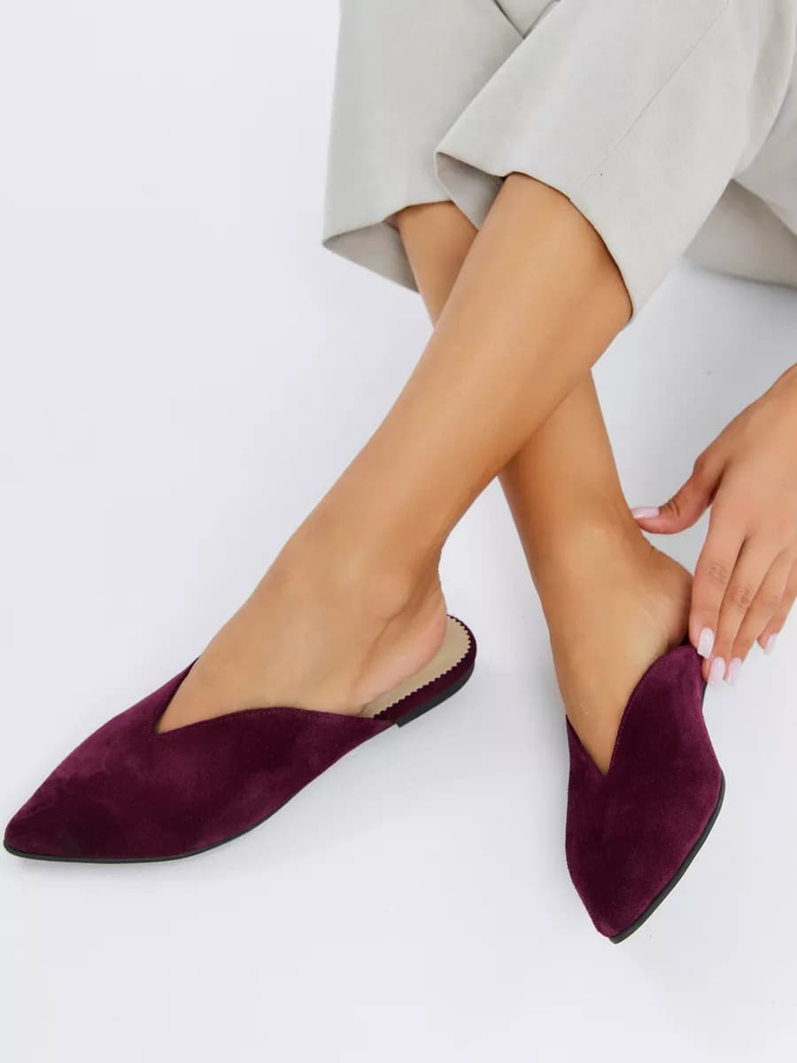 Мюли из натуральной замши сабо летние