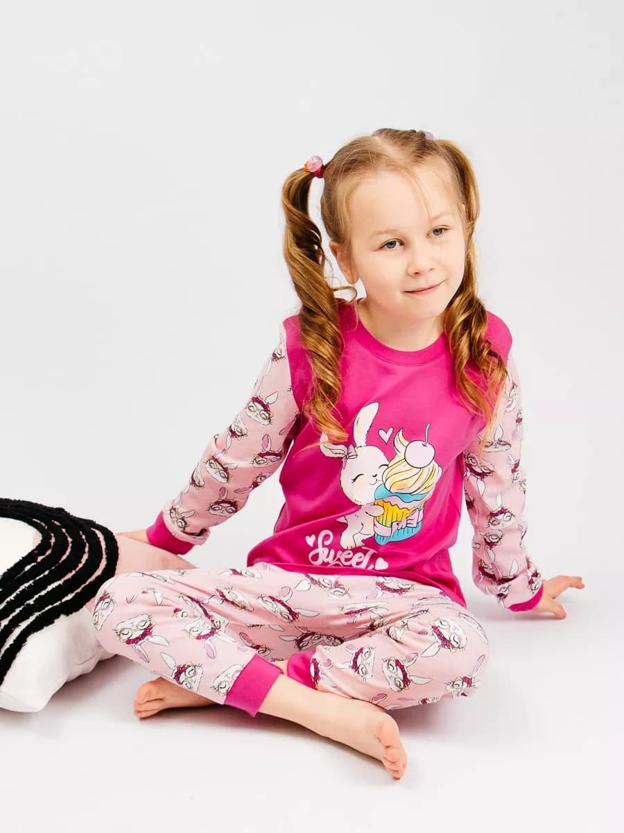 Пижама детская хлопковая кофта с длинным рукавом и штаны