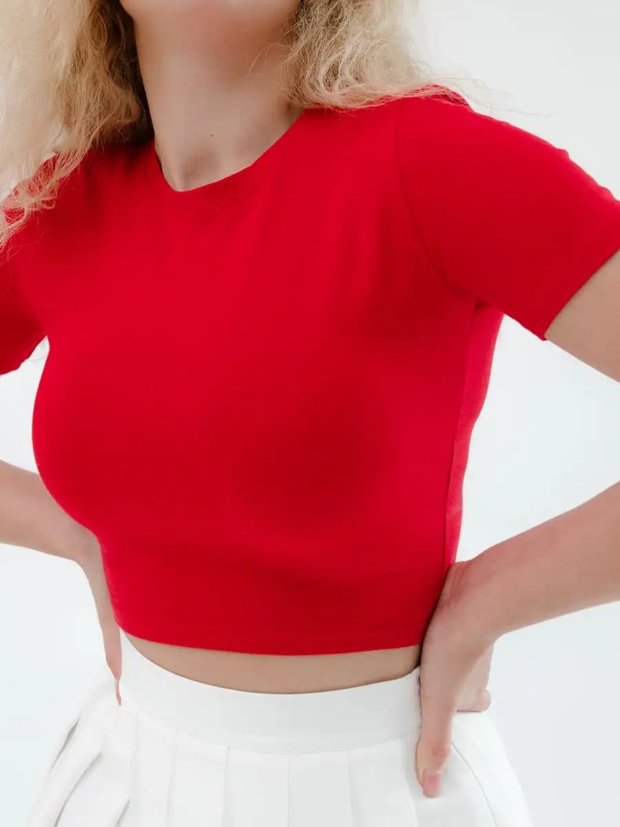 Топ с коротким рукавом однотонный