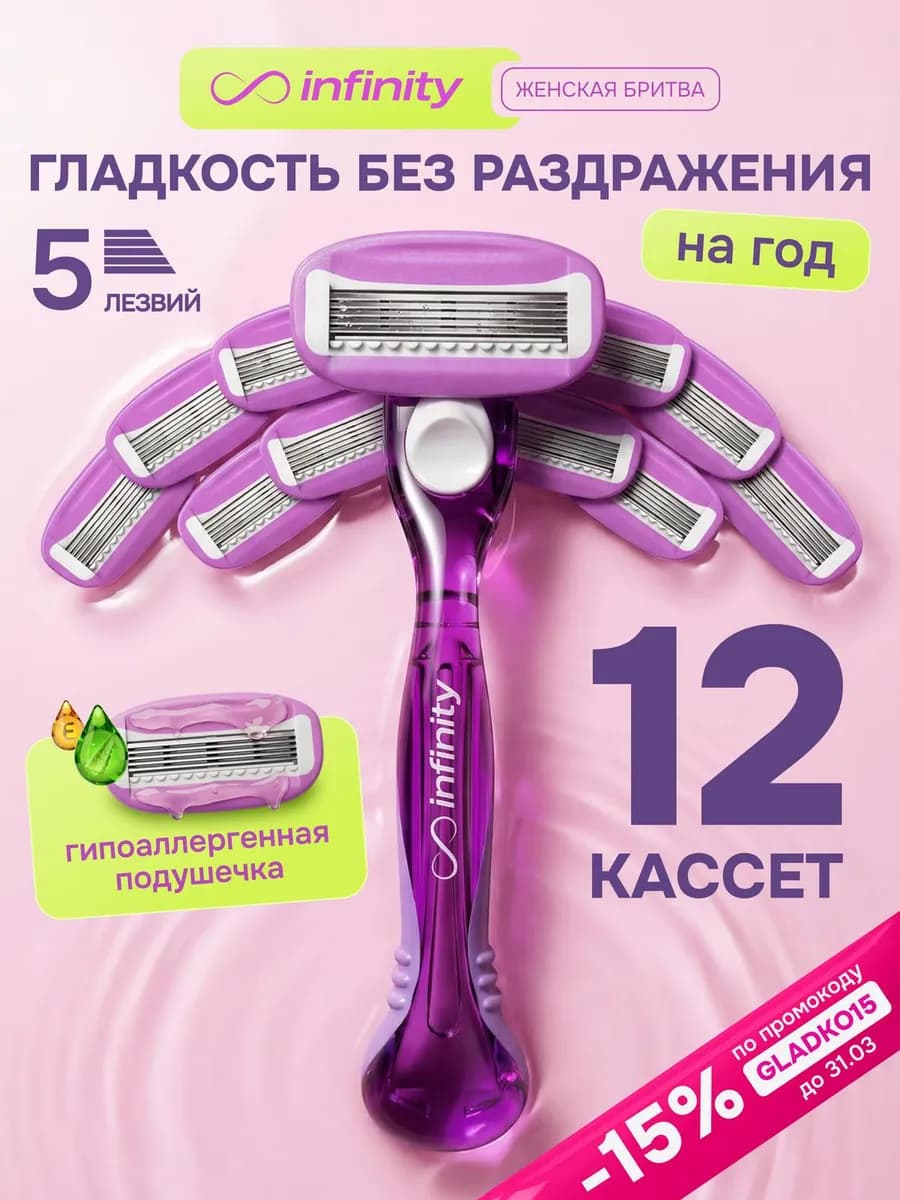 Бритва женская станок для бритья с 12 кассетами ComfortGlide