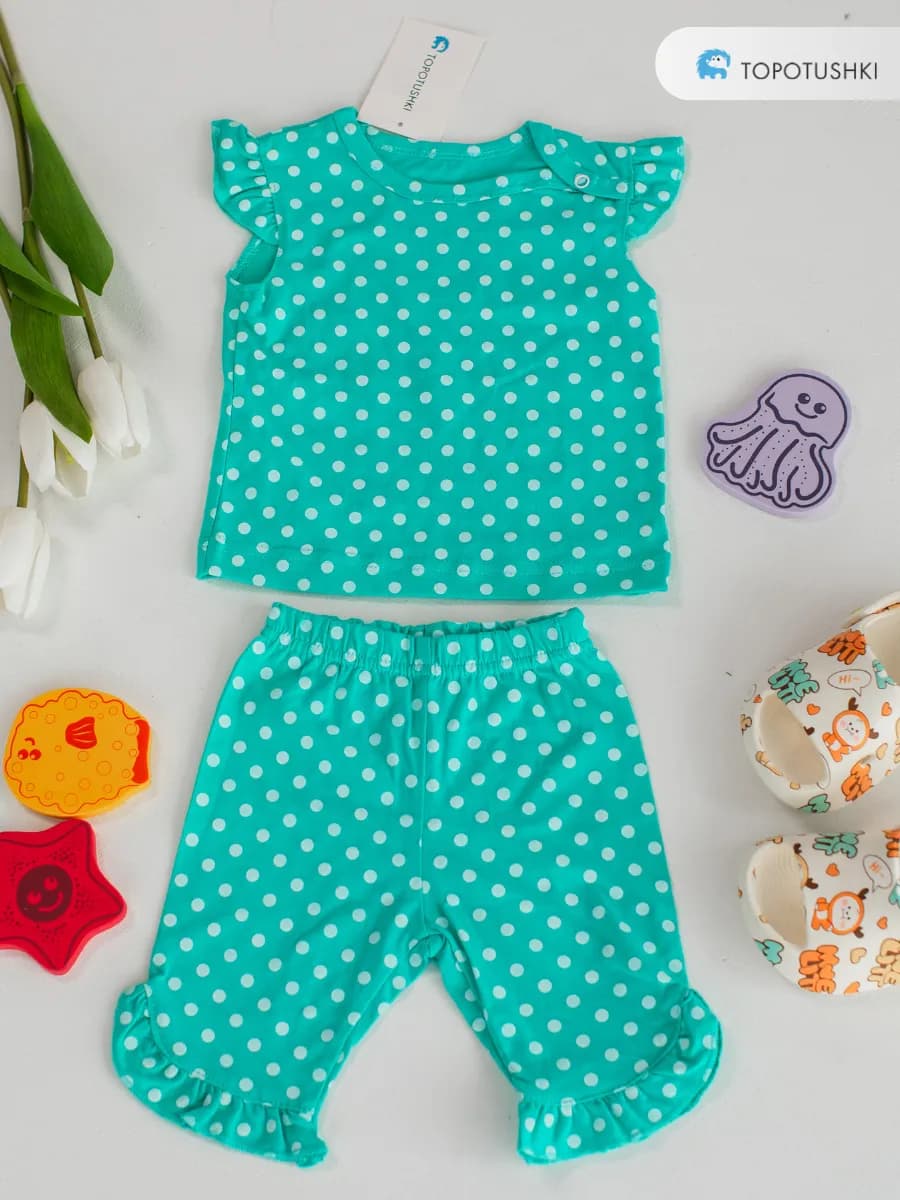 Летний костюм в горошек футболка с шортами для малыша