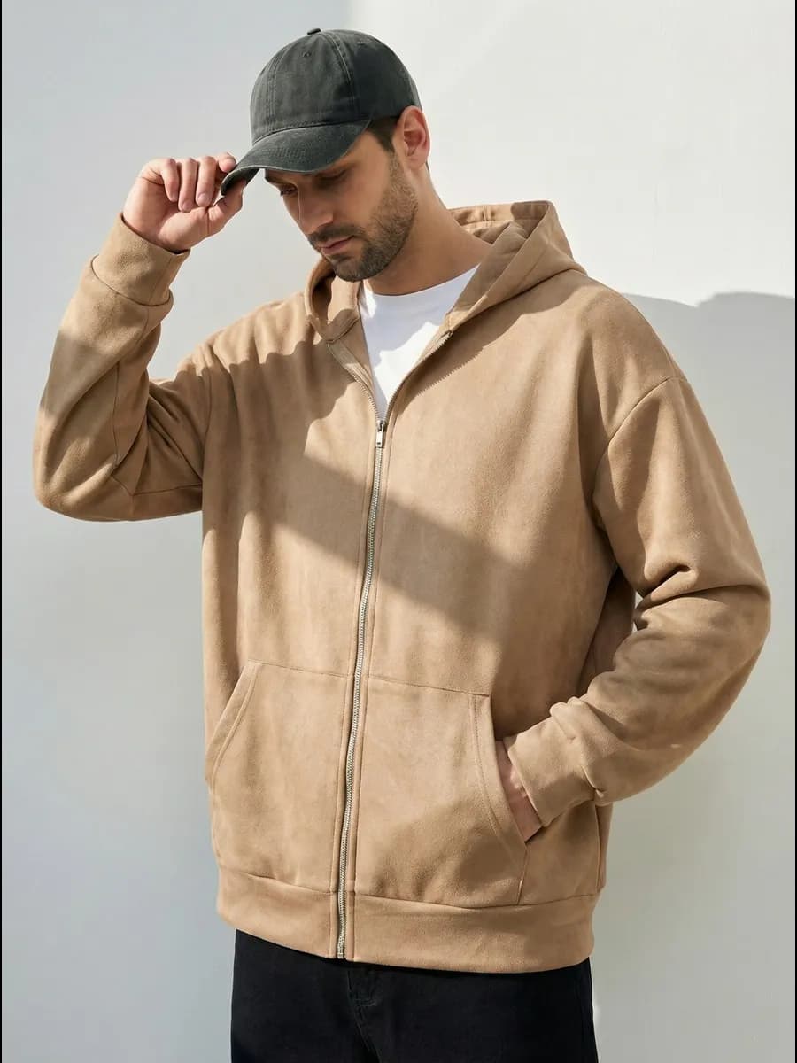 Зипка худи толстовка с капюшоном оверсайз замшевая