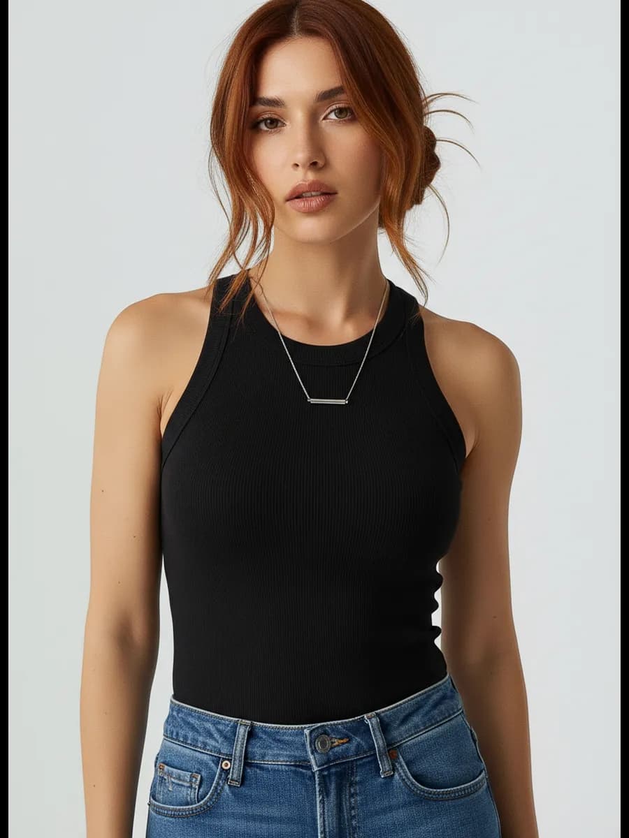 Майка топ под пиджак на тонких бретельках спортивная базовая