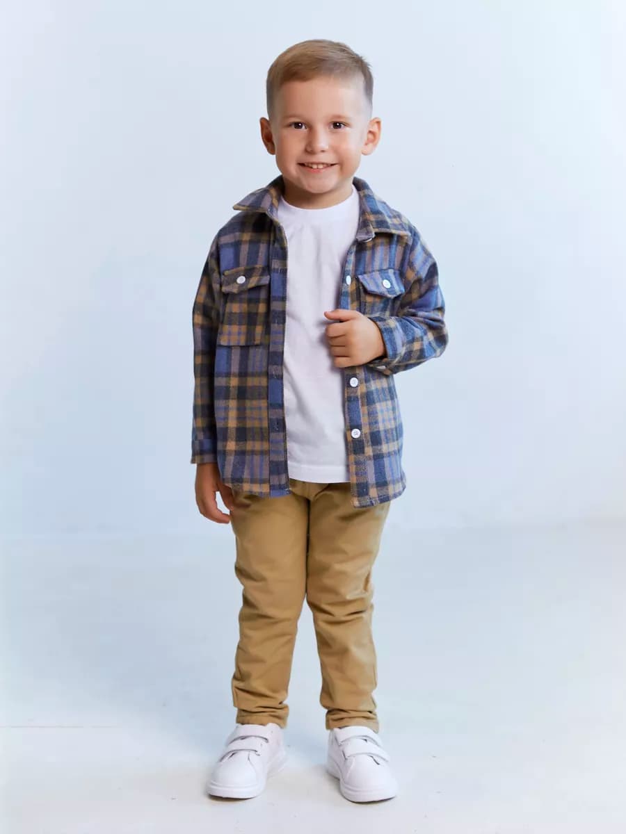 Рубашка в клетку модная детская