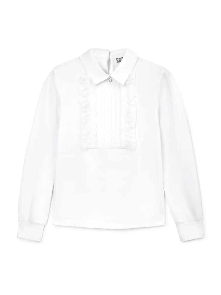 Блузка с вставкой из плиссированного текстиля для девочки