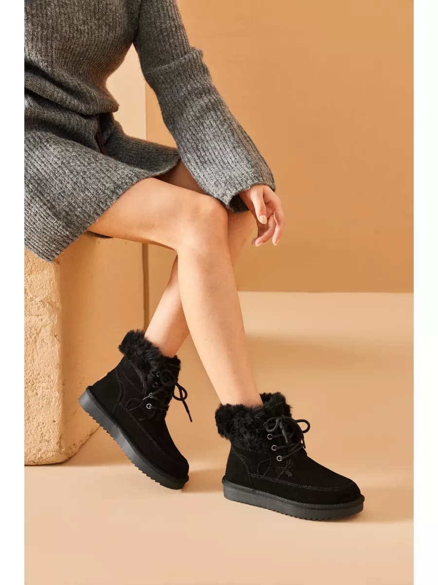 Женские зимние ботинки из натуральной кожи угги