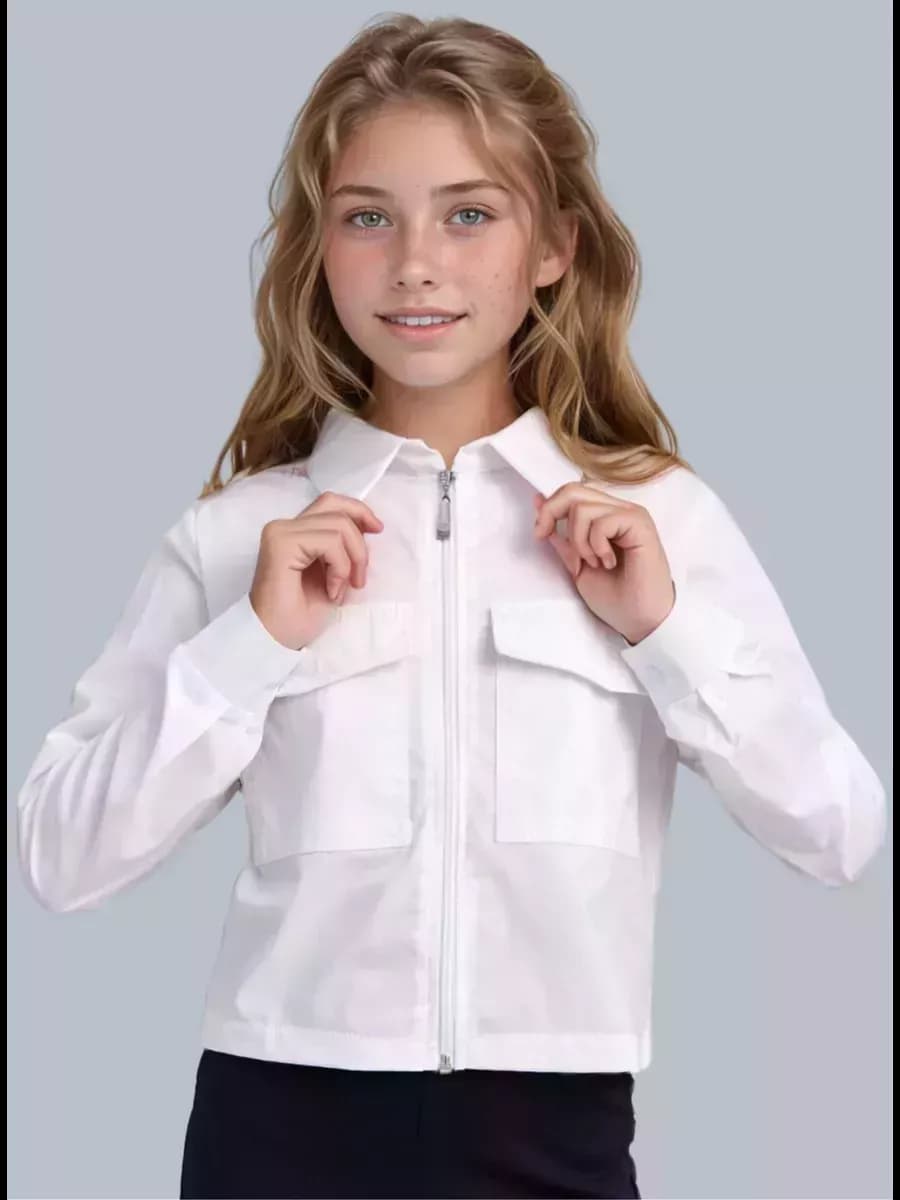 Рубашка блузка школьная на молнии для подростка карго