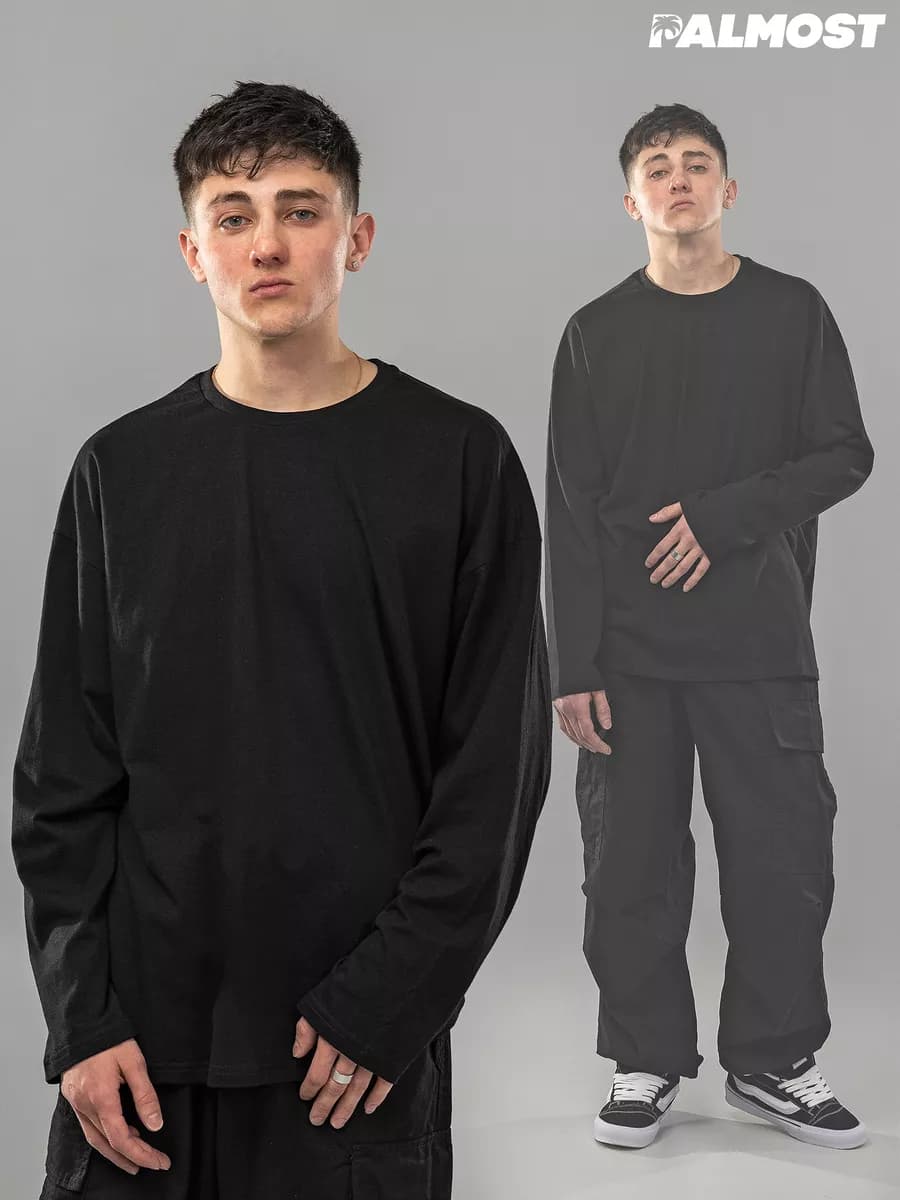 Лонгслив оверсайз однотонный черный y2k