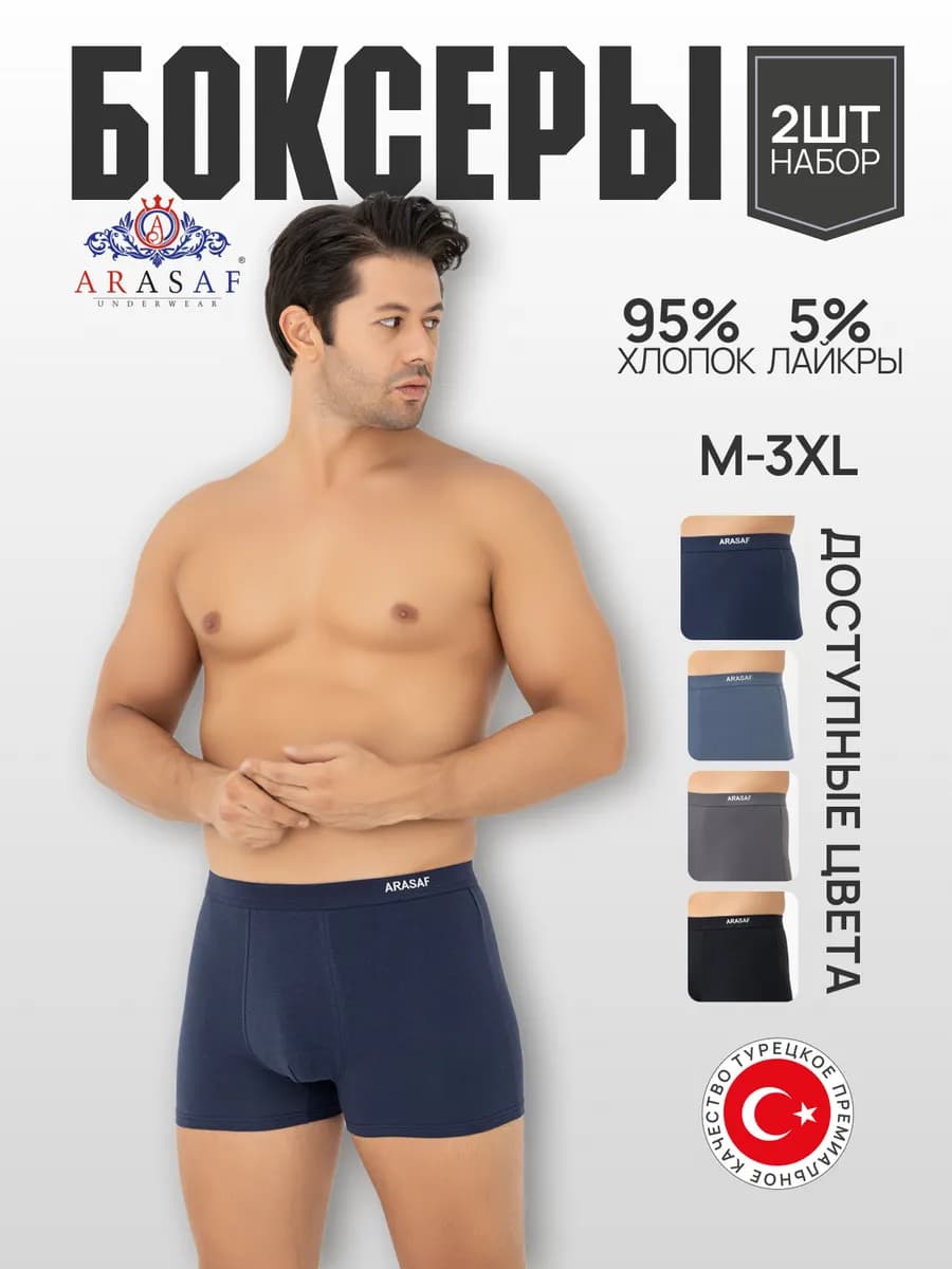 Трусы боксеры набор 2 штук темно синий