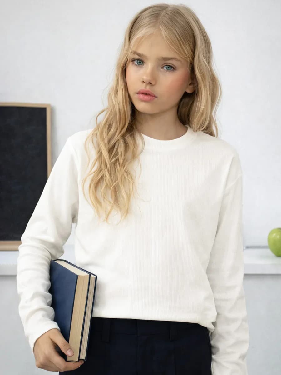 Лонгслив детский в рубчик в школу