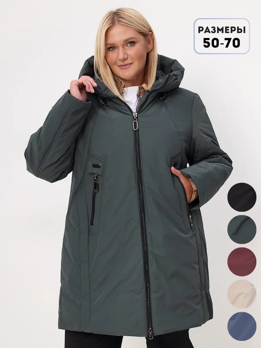 Куртка демисезонная больших размеров с капюшоном