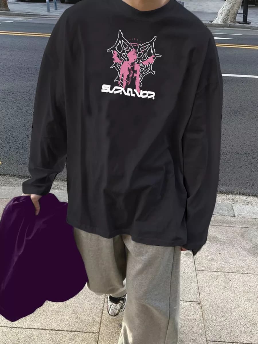 Лонгслив оверсайз с принтом y2k