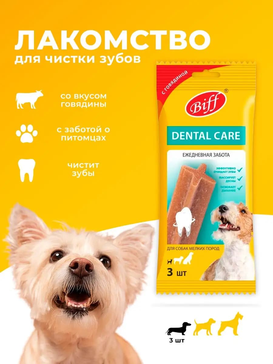 Лакомство для мелких пород для чистки зубов с говядиной