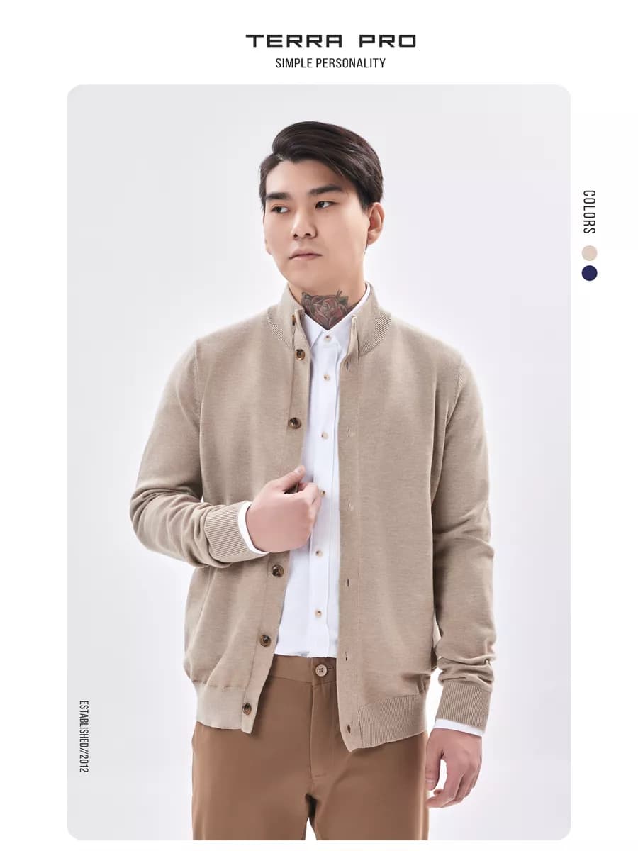 Кардиган со стойкой воротником