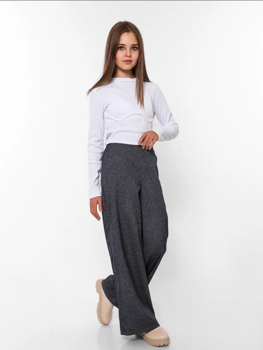 Брюки палаццо для девочки - широкие, на резинке, не мнутся