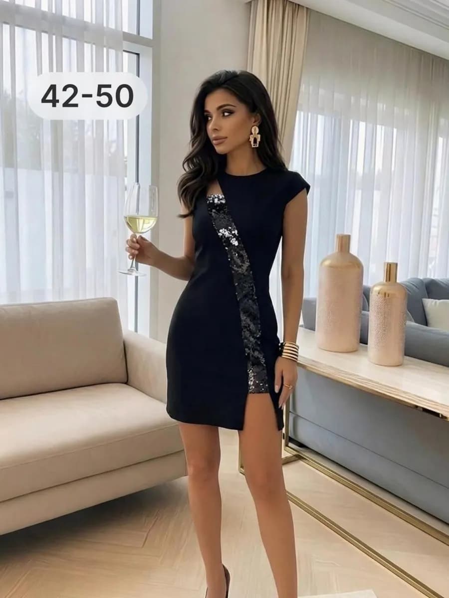 Платье вечернее праздничное с пайетками короткое