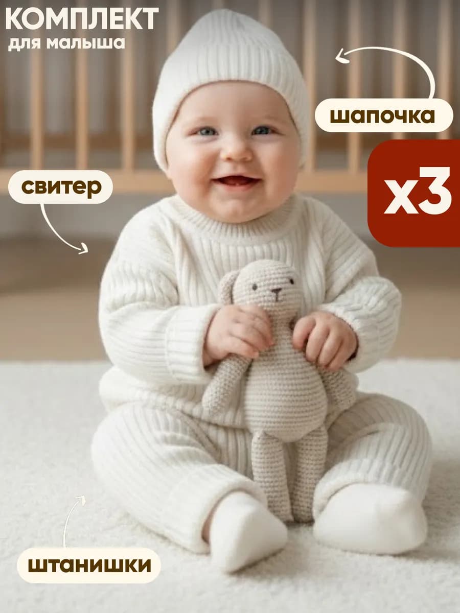 Вязаный костюм для новорожденного малыша