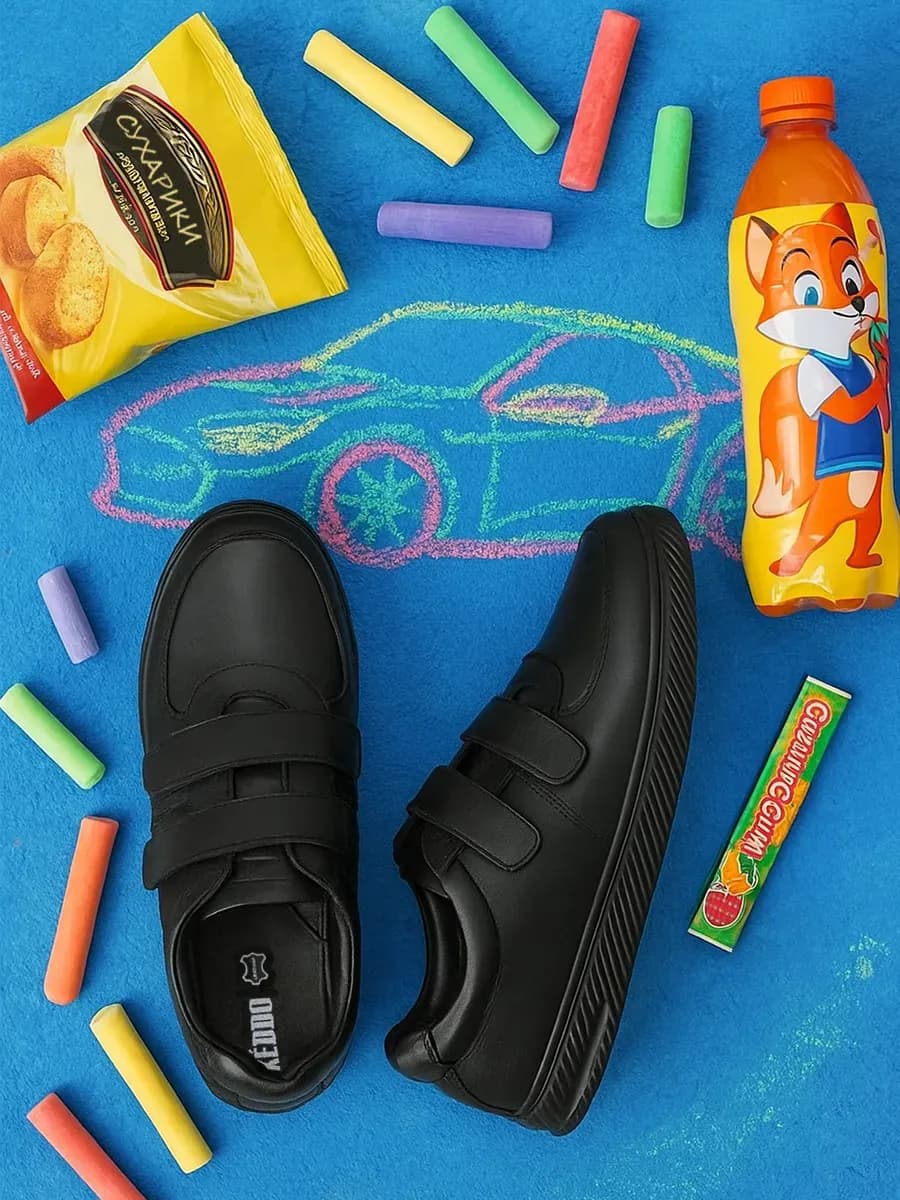 Туфли школьные для мальчика на липучке