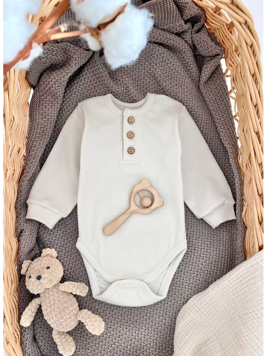 Боди для новорожденных с длинным рукавом на пуговицах