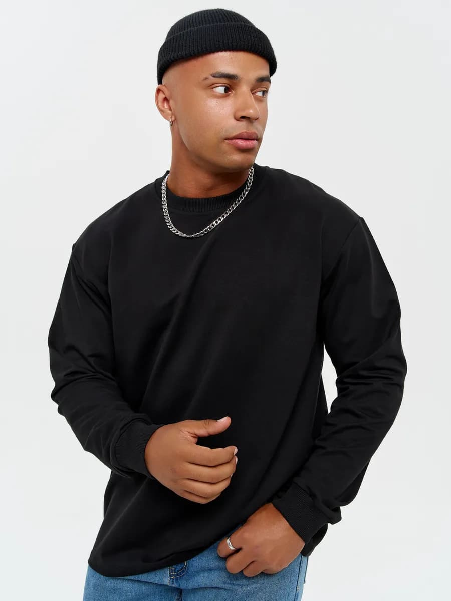 Лонгслив оверсайз хлопок базовый футер