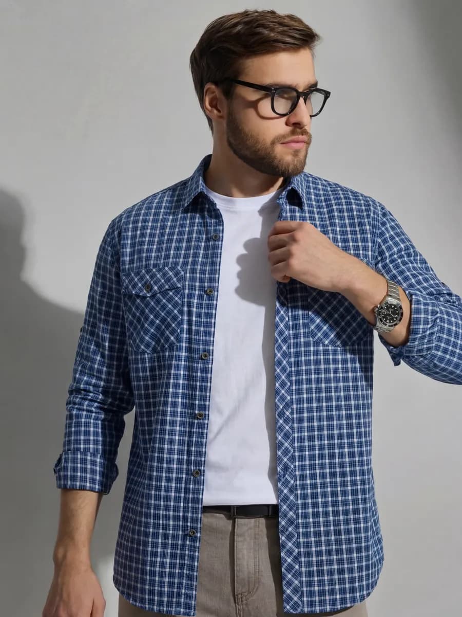 Рубашка с длинным рукавом клетчатая