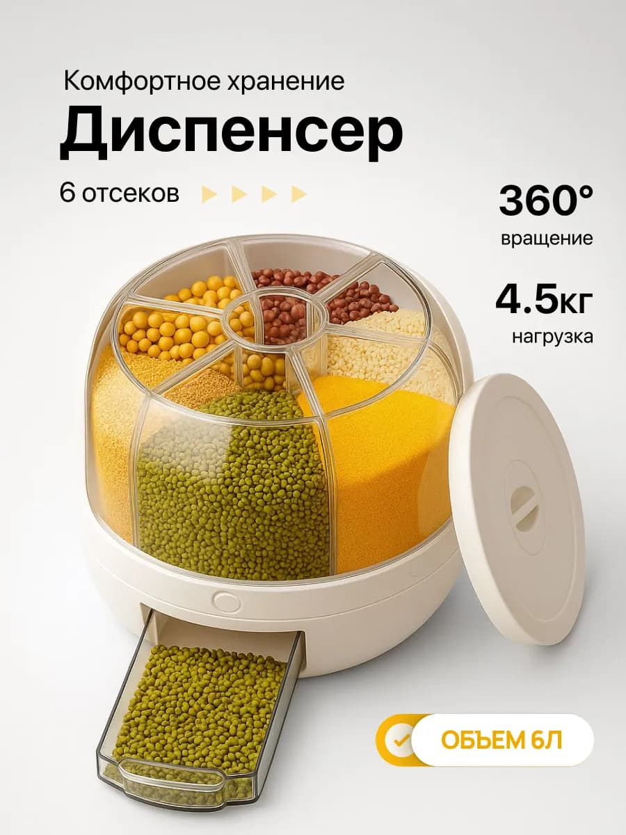 Диспенсер кухонный для круп и сыпучих продуктов