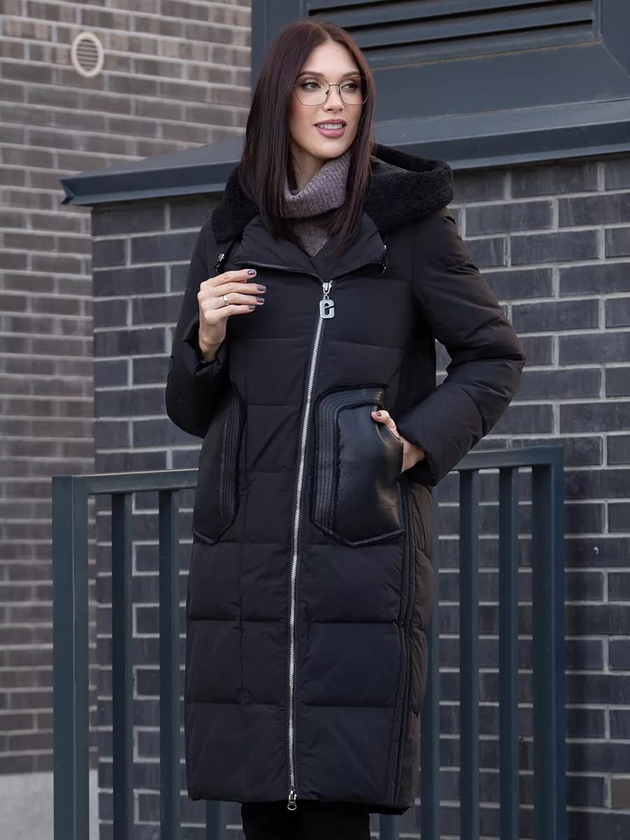 Пуховик зимний длинный пальто с мехом