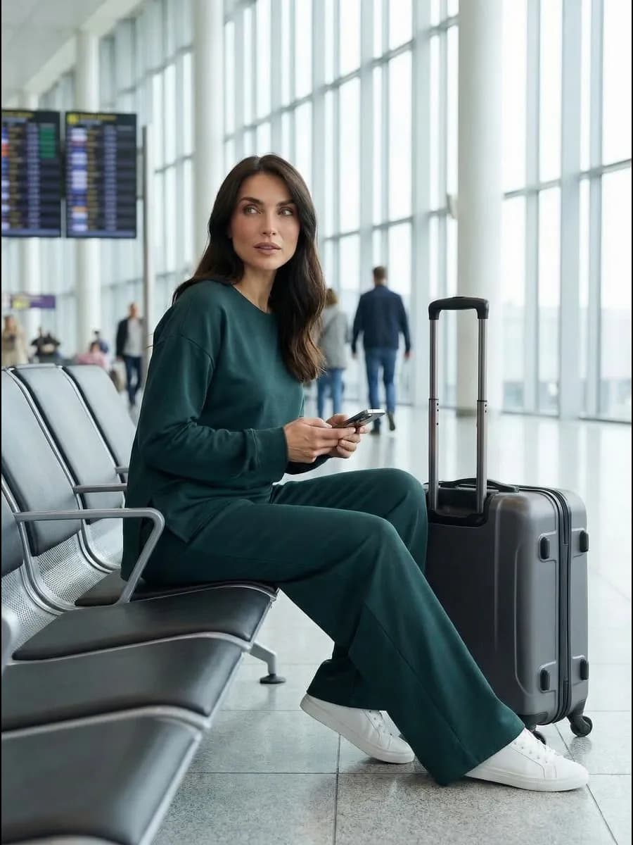 Трикотажный костюм двойка с брюками палаццо без начеса