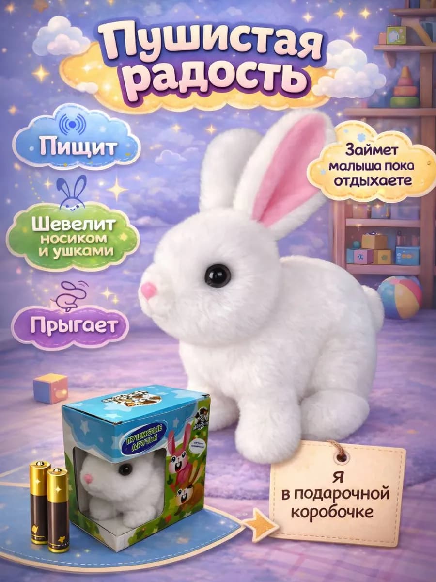 Интерактивный плюшевый зайчик игрушка для детей кролик
