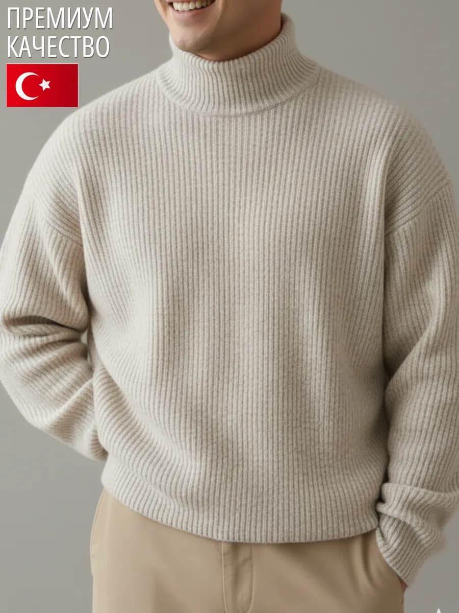 Свитер с горлом вязаный оверсайз