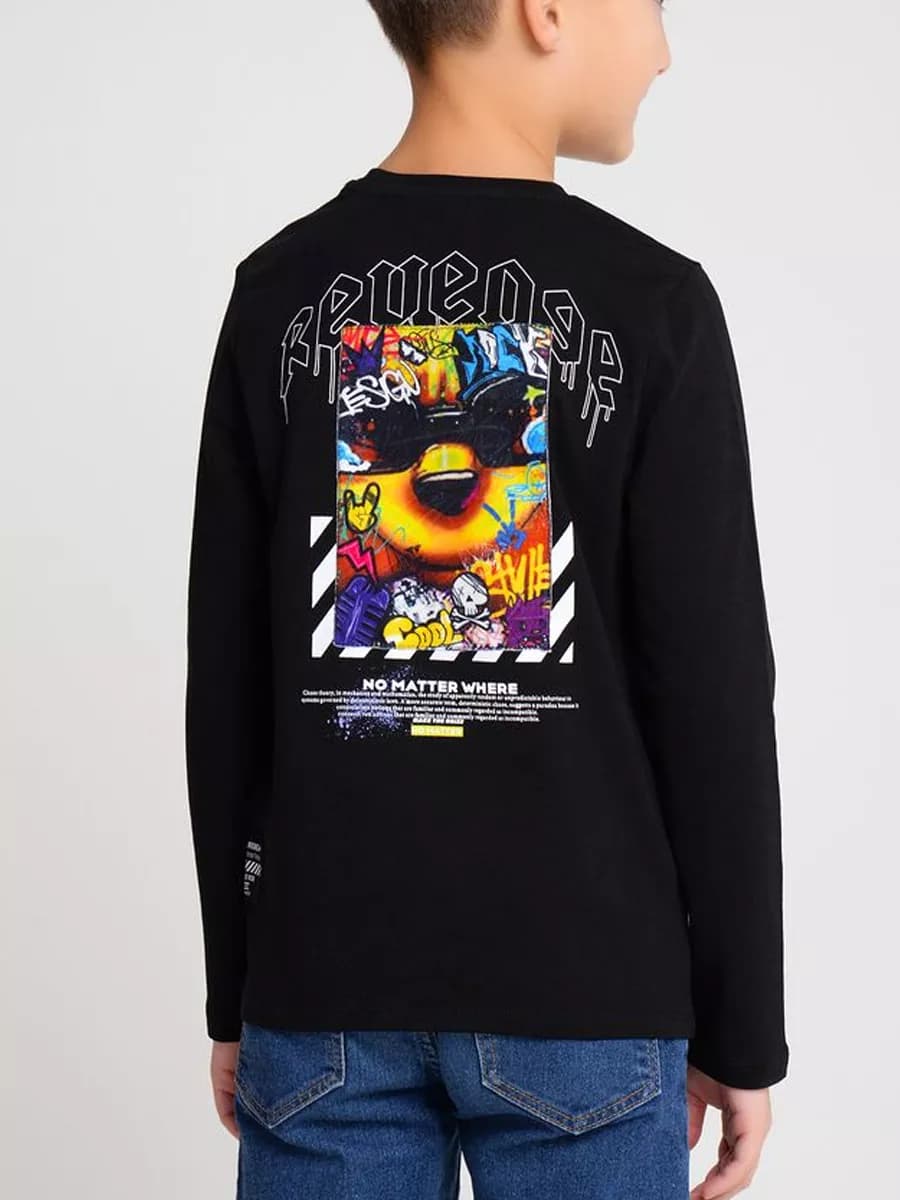 Лонгслив с принтом черный