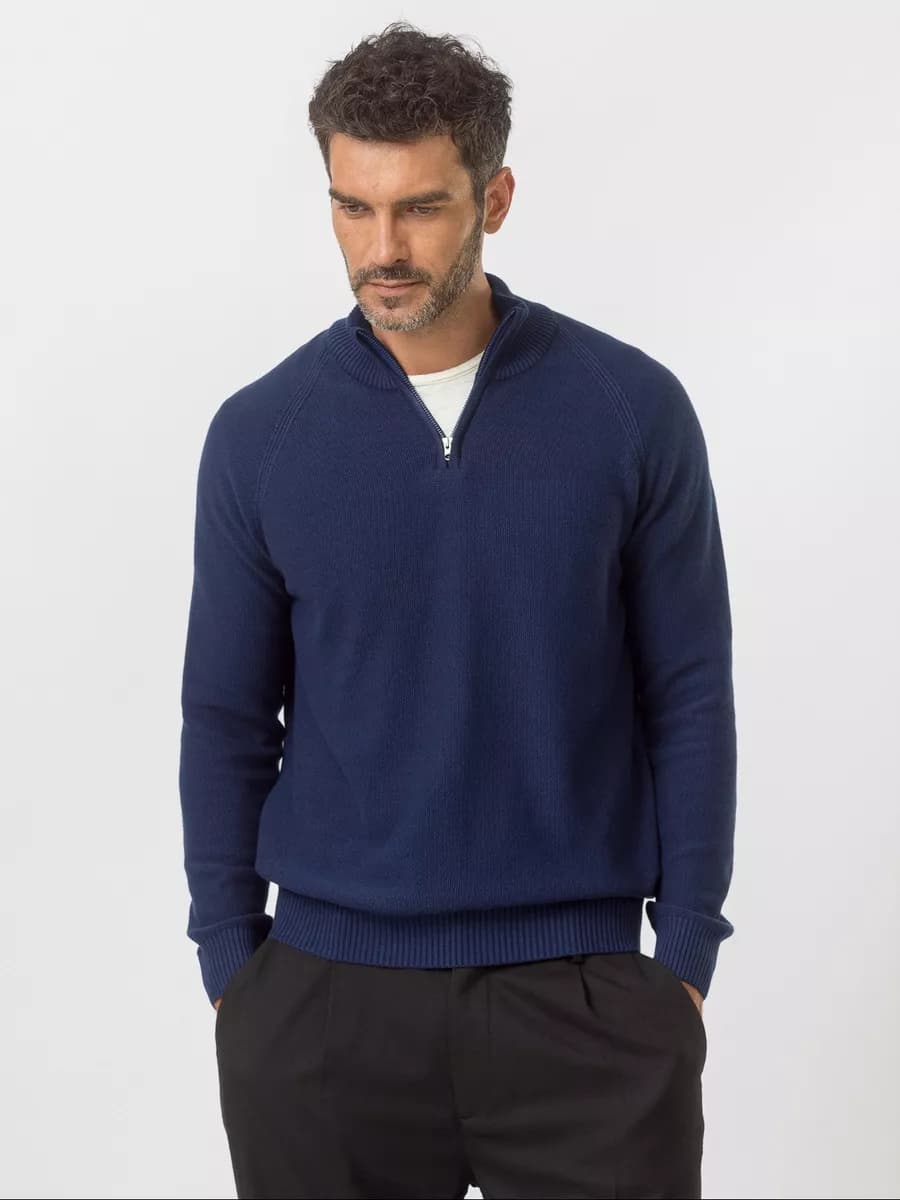 Джемпер на молнии легкий из хлопка, кофта с воротом