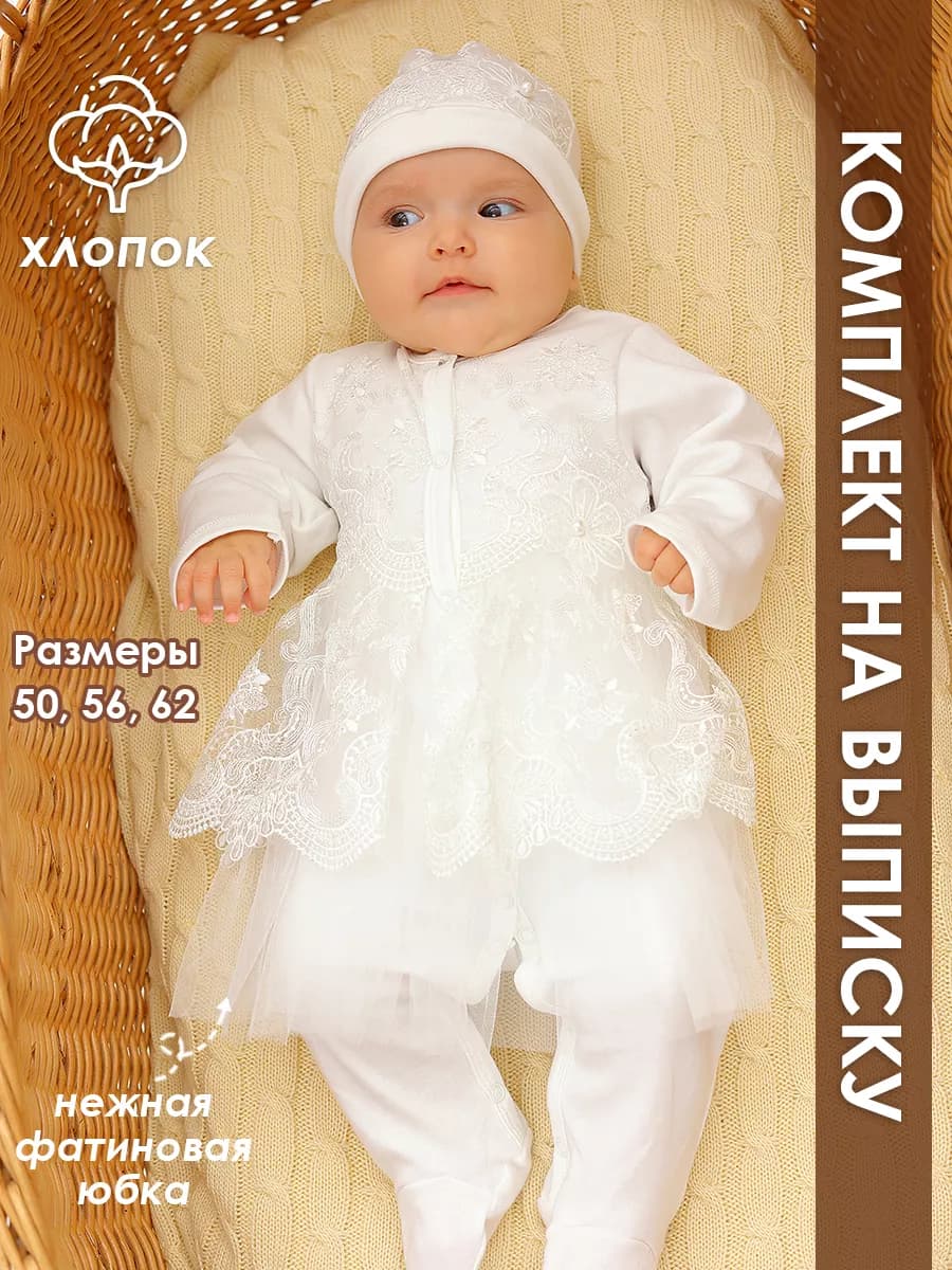 Комплект на выписку новорожденного девочка костюм слип