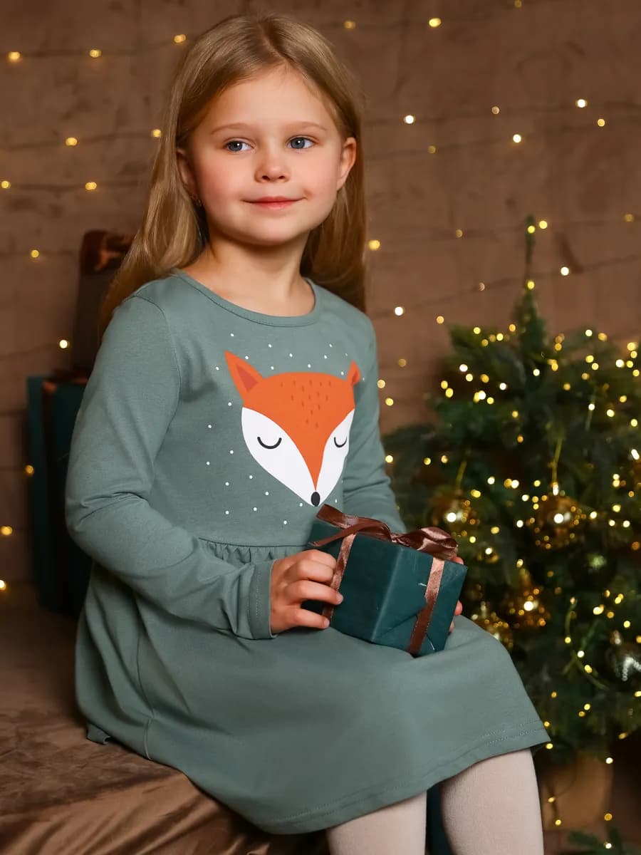 Платье в садик с длинным рукавом