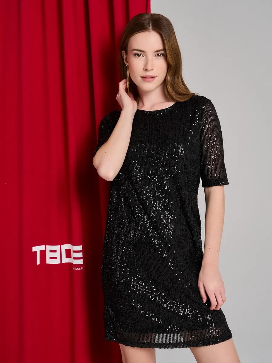 Вечернее блестящее праздничное платье с пайетками