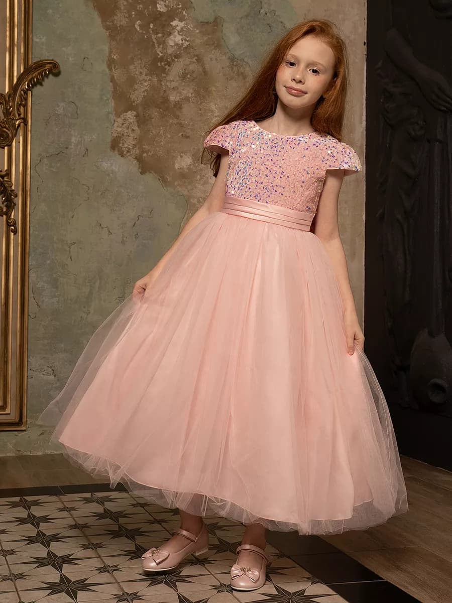 Платье пышное праздничное в пол с пайетками