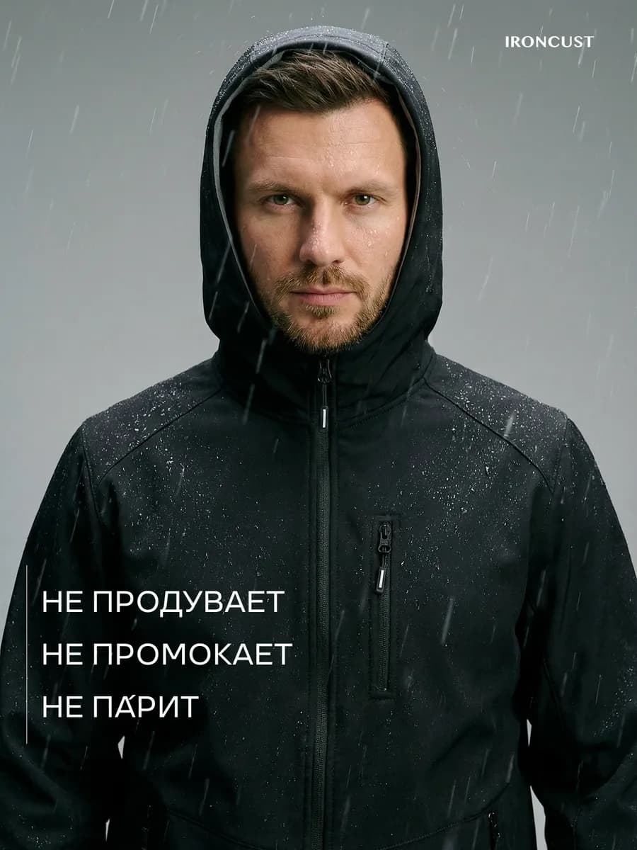 Мужская ветровка с капюшоном