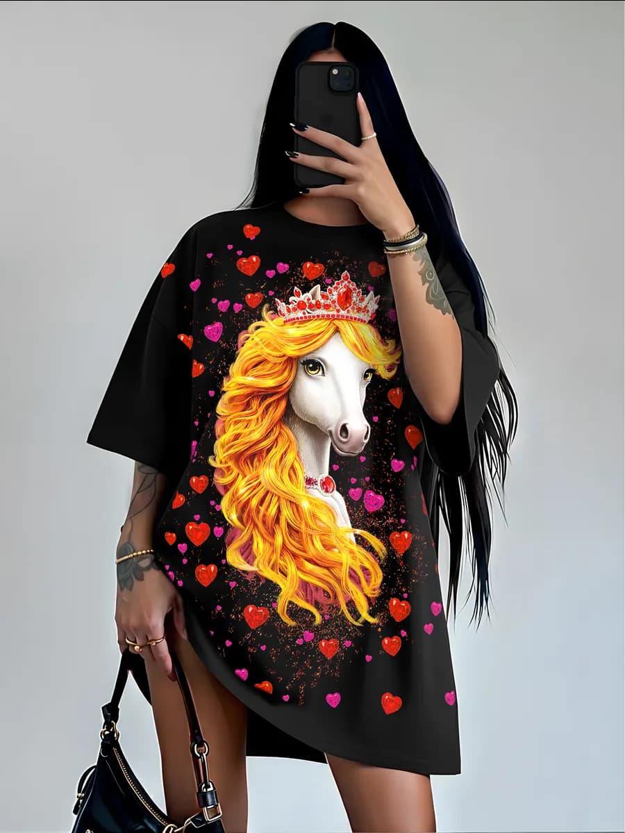 Футболка оверсайз хлопок с принтом повседневная