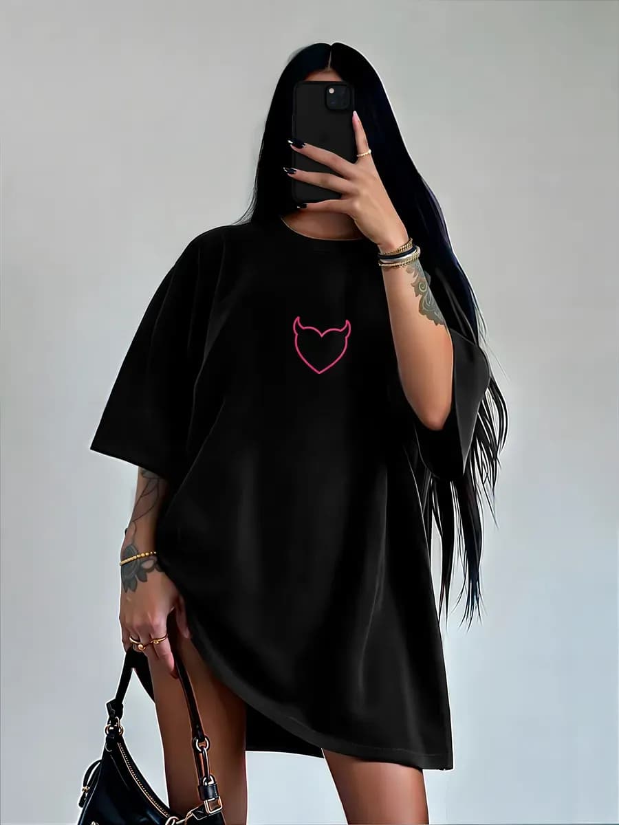 Футболка оверсайз хлопок светящийся принт повседневная